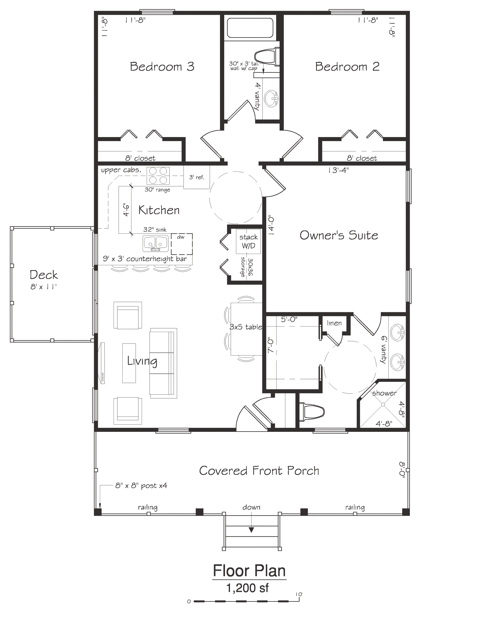Welcome Home A* accessible plan  1,200 sf (3B/2b)