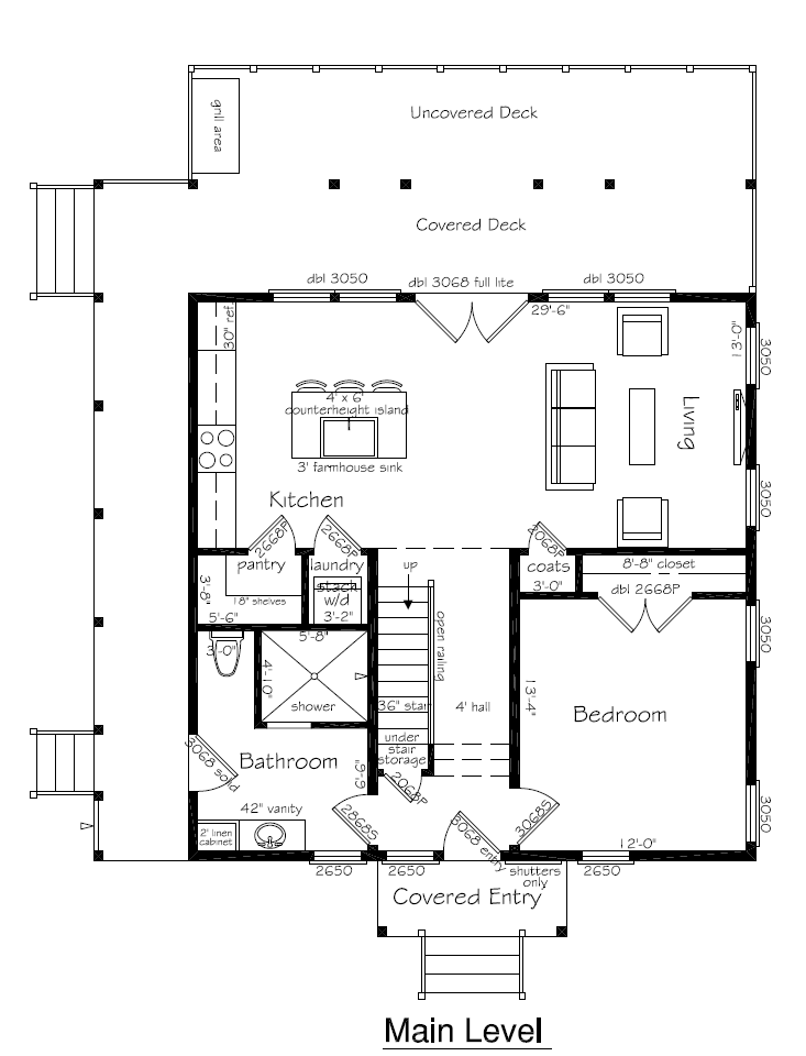 Cathedral Cabin 1,125sf (1B/1b/loft)